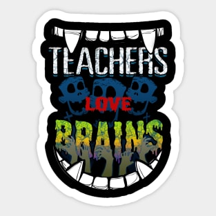 Teachers Love Brains Halloween Sticker